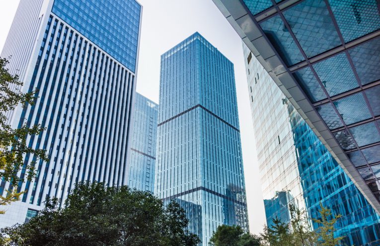 Skyscrapers from a low angle view in Shenzhen,China.